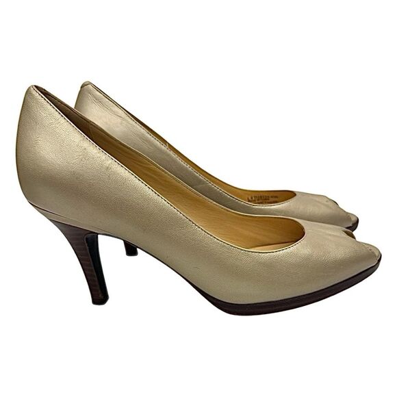 Cole Haan Cocktail Party Peep Toe Leather Slip-On Pumps Womens Size 8.5 B Used - Picture 5 of 10
